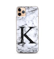 Iphone 11 Pro Beyaz Mermer Harf Tasarımlı Telefon Kılıfı K-Harfi 