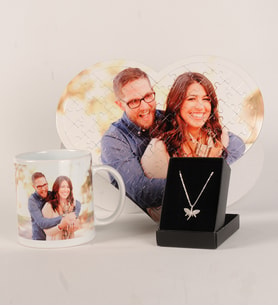 Kişiye Özel Fotoğraflı Kalpli Puzzle Kupa Ve Yusufcuk Kolye