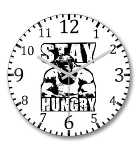 Arnold Stay Hungry Duvar Saati Bombeli Gercek Cam