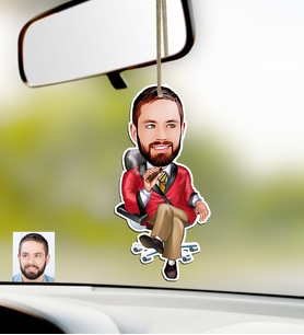 BK Gift Kişiye Özel Bay Patron Karikatürlü Ahşap Araba Dikiz Ayna Süsü-2 (Çok Renkli)