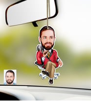 BK Gift Kişiye Özel Bay Patron Karikatürlü Ahşap Araba Dikiz Ayna Süsü-2 (Çok Renkli)