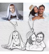 Çelik Resimli Kolye,Sevgiliye Hediye,Anneye Hediye, Bayan Kolye (Gümüş)