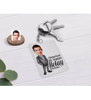 BK Gift Kişiye Özel Erkek Kolay Yetişmiyor Karikatürlü Şeffaf Pleksi Anahtarlık-1 (Beyaz)