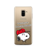 Snoopy Tasarımlı Süper Şeffaf Silikon Telefon Kılıfı Samsung A8 Plus