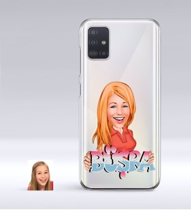 BK Gift Kişiye Özel Bayan İsimli Karikatürlü Samsung Galaxy A51 İnce Şeffaf Silikon Telefon Kapağı-1 (Beyaz)