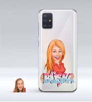 BK Gift Kişiye Özel Bayan İsimli Karikatürlü Samsung Galaxy A51 İnce Şeffaf Silikon Telefon Kapağı-1 (Beyaz)