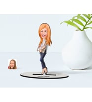 BK Gift Kişiye Özel Kadın Karikatürlü Ahşap Biblo Model-11 (Beyaz)