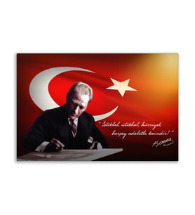 ''Güner Ofis''  Atatürk Tablosu Deri Üzerine Kanvas Tablo 80x130