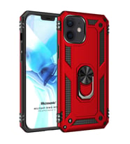 Microsonic Apple iPhone 12 Kılıf Military Ring Holder Kırmızı