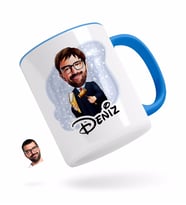 BK Gift Kişiye Özel Erkek Hakim Karikatürlü Mavi Kupa Bardak-1