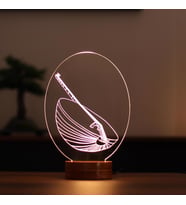 Tambur Figürlü Dekoratif Hediye Led Masa Lambası 7 Işık Rengi Ahşap Taban