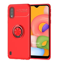 Microsonic Samsung Galaxy A01 Kılıf Kickstand Ring Holder Kırmızı