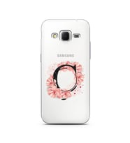 Pembe Çiçekli Harf Tasarım Süper Şeffaf Silikon Telefon Kılıfı Samsung Core Prim