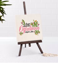 BK Gift Kişiye Özel Bugün Günlerden Öğretmen Şovaleli Doğal Taş-1 (Beyaz)