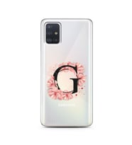 Pembe Çiçekli Harf Tasarım Süper Şeffaf Silikon Telefon Kılıfı Samsung A51 G-Har