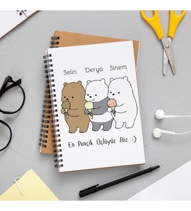 We Bare Bears Arkadaş Defteri Kişiye Özel
