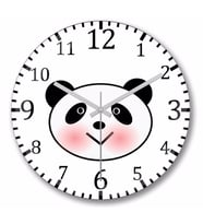 Sevimli Panda  Duvar Saati Bombeli Gercek Cam
