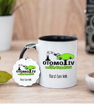 Otomotiv Mühendisi Siyah Kupa Bardak Ve Anahtarlık Set