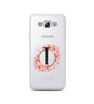 Pembe Çiçekli Harf Tasarım Süper Şeffaf Silikon Telefon Kılıfı Samsung E7 I-Harf