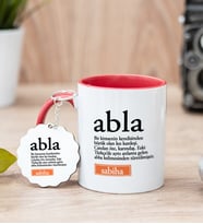 Abla Kelime Anlamı Kırmızı Kupa Bardak Ve Anahtarlık Set