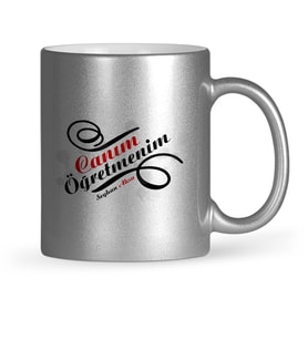 BK Gift Kişiye Özel Canım Öğretmenim Gümüş Yaldızlı Kupa Bardak  2