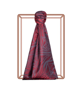 İpekevi Burgundy Zebra Jakar Desenli İpek Şal