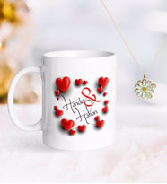BK Gift Kişiye Özel Sevgililer Günü Kupa ve Çift İsimli Papatya Kolye-20 (Model 1)