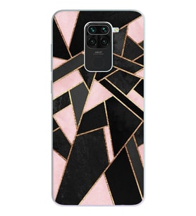 Pembe Geometri Tasarımlı Süper Şeffaf Silikon Telefon Kılıfı Xiomai Redmi Note 9