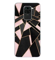 Pembe Geometri Tasarımlı Süper Şeffaf Silikon Telefon Kılıfı Xiomai Redmi Note 9