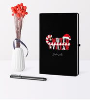 BK Gift Kişiye Özel Yılbaşı Mutlu Yıllar Temalı Siyah Defter Kalem Seti - 2