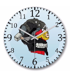 Thor Odinson Bent Back Skull  Duvar Saati Bombeli Gercek Cam