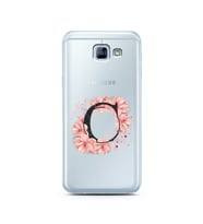 Pembe Çiçekli Harf Tasarım Süper Şeffaf Silikon Telefon Kılıfı Samsung A8 (2016)