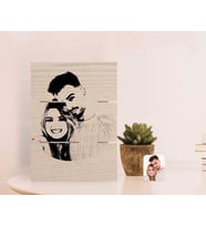 BK Gift Kişiye Özel Sevgililer Silüet Tasarımlı Otantik Masaüstü Ahşap Palet Çerçeve-1 (Beyaz)