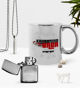 BK Gift Kişiye Özel Kahraman Baba Krom Kupa Benzinli Çakmak Kolye Seti-2 (Model 1)