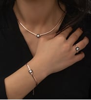 Papatya Silver 925 ayar İtalyan Zincir Taşlı Gümüş Set (Rose)