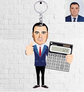 Kişiye Özel Yatırım Uzmanı Tasarımlı Karikatür Ahşap Anahtarlık Bay-1