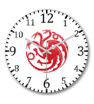 Game of Thrones Casa Targaryen1 Duvar Saati Bombeli Gercek Cam