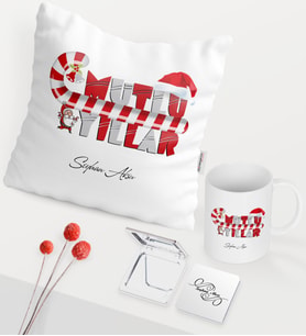 BK Gift Kişiye Özel Yılbaşı Mutlu Yıllar Temalı Beyaz Kupa Ayna Yastık Seti - 2