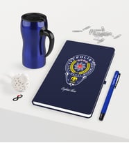 BK Gift Kişiye Özel Polis Temalı Lacivert Defter Kalem Termos Mug Seti - 2 (Model 1)