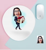 BK Gift Kişiye Özel Bayan Gayrimenkul Danışmanı Karikatürlü Bilek Destekli Mouse Pad-1 (Beyaz)