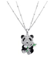 Monemel Swarovski Taşlı Panda Kolye (Altın Kaplama) Sevgililer Günü Hediyesi, Yeni Yıl Hediyesi - Yılbaşı Hediyesi