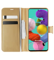 Microsonic Samsung Galaxy A51 Kılıf Delux Leather Wallet Gold