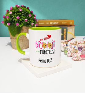 Mesajlı Biyoloji Mühendisi Tasarımlı Kişiye Özel Biyoloji Mühendisi Kupa Bardak Yeşil