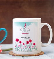 BK Gift Kişiye Özel Kadınlar Günü Temalı Beyaz Kupa Bardak - 18