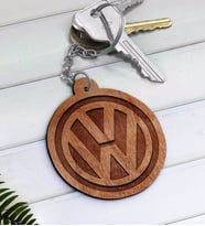 Volkswagen Logolu Ahşap Anahtarlık-1 (Beyaz)