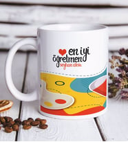 BK Gift Kişiye Özel En İyi Öğretmen Beyaz Kupa Bardak -4