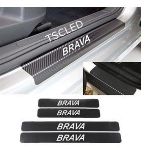 Fiat Brava Karbon Kapı Eşiği Koruma Sticker Yapıştırma (4 Adet)
