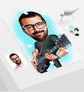 BK Gift Kişiye Özel Bay Gitarist Karikatür 240 Parça A3 Puzzle  1
