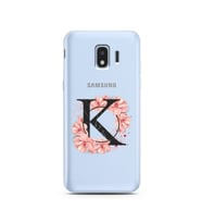 Pembe Çiçekli Harf Tasarım Süper Şeffaf Silikon Telefon Kılıfı Samsung J2 Pro (2