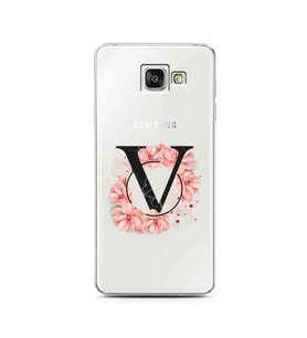 Pembe Çiçekli Harf Tasarım Süper Şeffaf Silikon Telefon Kılıfı Samsung A3 (2016)